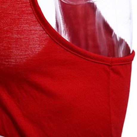 ACTIVE SCOOP COLLAR PRINTED COTTON BLEND RACERBACK GYM TANK FOR MEN (RED)
