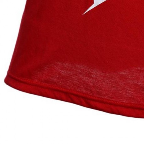 ACTIVE SCOOP COLLAR PRINTED COTTON BLEND RACERBACK GYM TANK FOR MEN (RED)