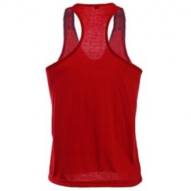 ACTIVE SCOOP COLLAR PRINTED COTTON BLEND RACERBACK GYM TANK FOR MEN (RED)