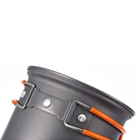 2PCS FOLDABLE OUTDOOR CAMPING HIKING COOKWARE BACKPACKING PICNIC BOWL POT PAN SET (SILVER)