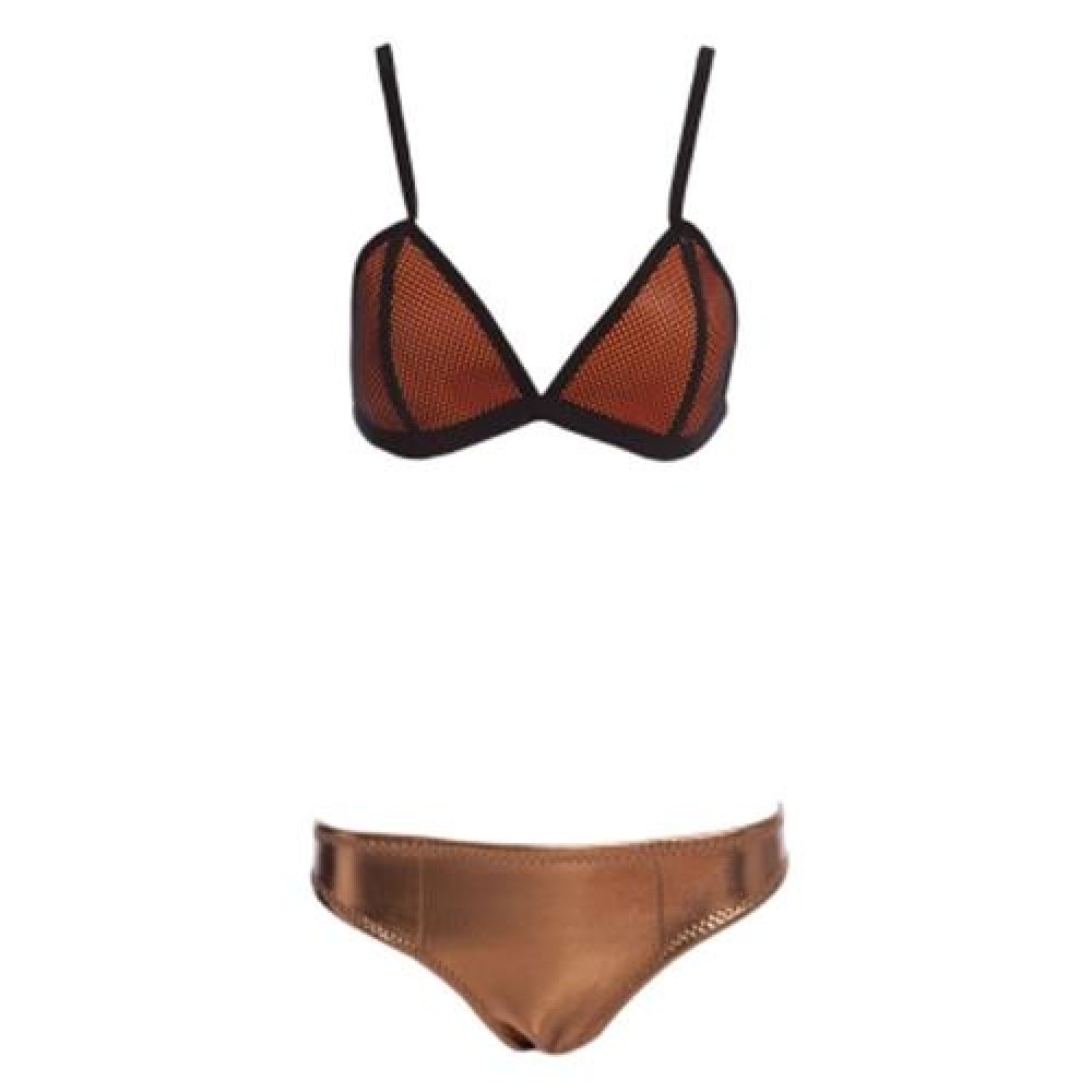 SEXY COLOR BLOCK WIRE FREE PUSH UP TRIANGLE LOW WAIST TWO SEPARATE SBR CR BIKINI SET SWIMW