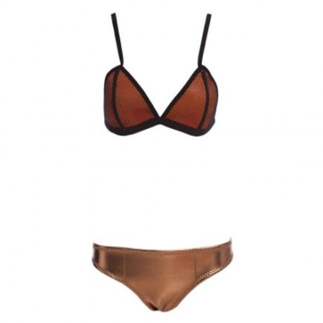 SEXY COLOR BLOCK WIRE FREE PUSH UP TRIANGLE LOW WAIST TWO SEPARATE SBR CR BIKINI SET SWIMW