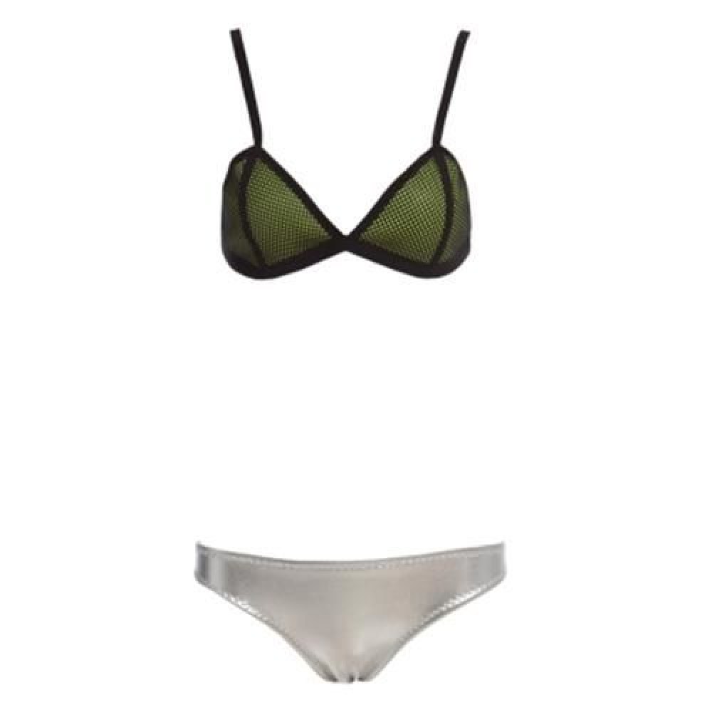 SEXY COLOR BLOCK WIRE FREE PUSH UP TRIANGLE LOW WAIST TWO SEPARATE SBR CR BIKINI SET SWIMW