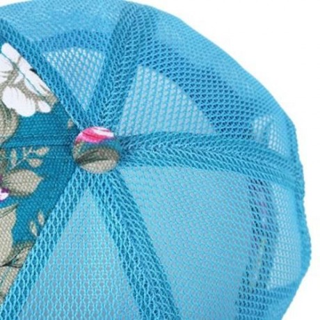 CAUSAL WOMEN FLORAL PRINT MESH SUN VISOR SPORTS CAP (AZURE)