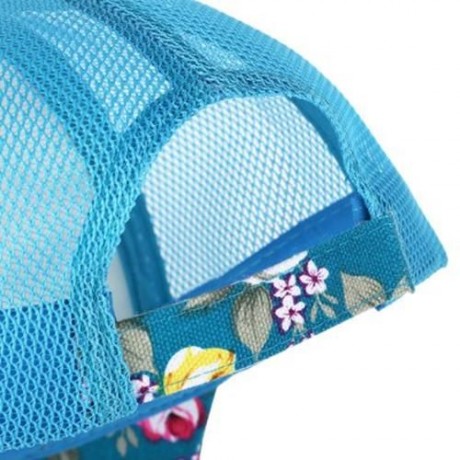 CAUSAL WOMEN FLORAL PRINT MESH SUN VISOR SPORTS CAP (AZURE)