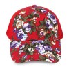 CAUSAL WOMEN FLORAL PRINT MESH SUN VISOR SPORTS CAP (BRIGHT RED)