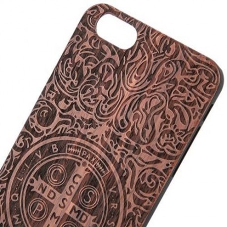 CROSS EMBOSSED WOOD FRAME BACK COVER CASE FOR IPHONE 6 PLUS / 6S PLUS (DEEP BROWN)