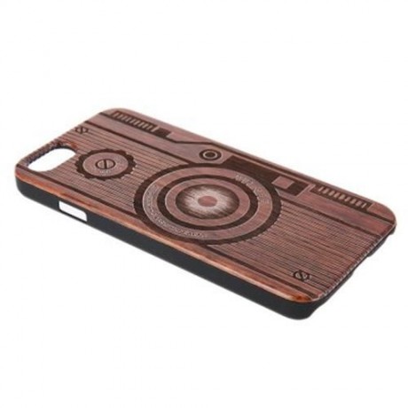 RETRO CAMERA EMBOSSMENT CARVING DESIGN WOOD BACK CASE COVER FOR IPHONE 6 / 6S (DEEP BROWN)