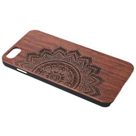 EMBOSSED WOOD FRAME STYLE BACK COVER CASE FOR IPHONE 6 PLUS / 6S PLUS (DEEP BROWN)