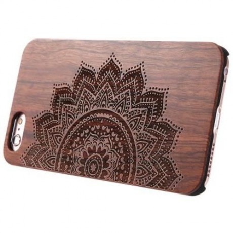 EMBOSSED WOOD FRAME STYLE BACK COVER CASE FOR IPHONE 6 PLUS / 6S PLUS (DEEP BROWN)