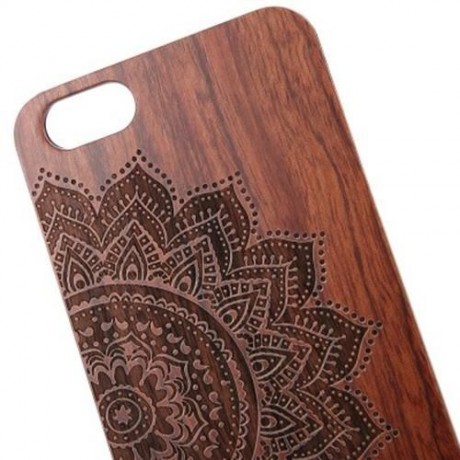 EMBOSSED WOOD FRAME STYLE BACK COVER CASE FOR IPHONE 6 PLUS / 6S PLUS (DEEP BROWN)