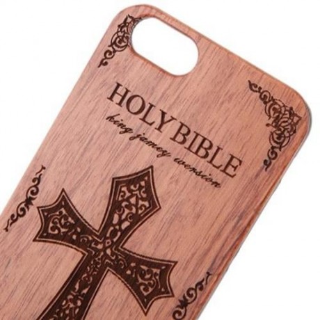 CROSS SWORD EMBOSSMENT CARVING DESIGN WOOD BACK CASE COVER FOR IPHONE 6 / 6S (DEEP BROWN)
