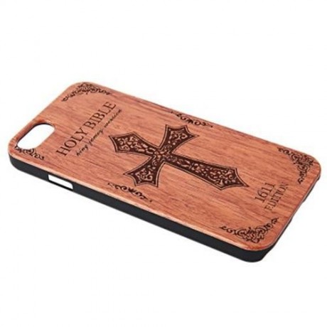 CROSS SWORD EMBOSSMENT CARVING DESIGN WOOD BACK CASE COVER FOR IPHONE 6 / 6S (DEEP BROWN)