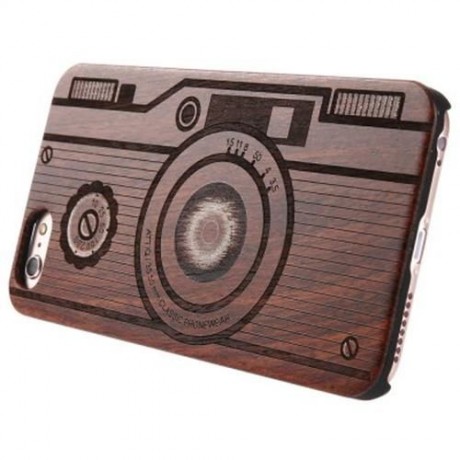 CAMERA WOOD STYLE FRAME BACK COVER CASE FOR IPHONE 6 PLUS / 6S PLUS (DEEP BROWN)