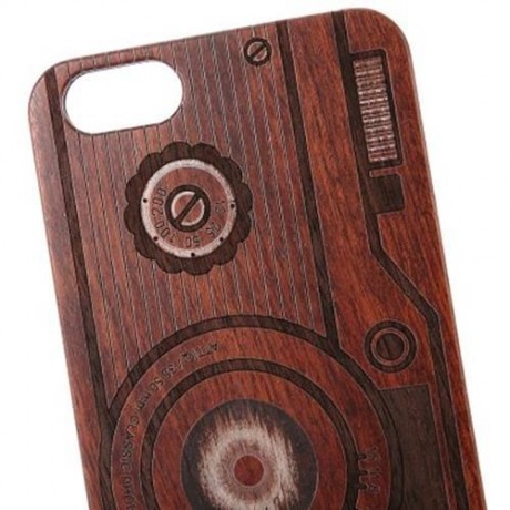CAMERA WOOD STYLE FRAME BACK COVER CASE FOR IPHONE 6 PLUS / 6S PLUS (DEEP BROWN)