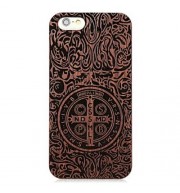 RETRO CROSS PATTERN EMBOSSMENT CARVING DESIGN WOOD BACK CASE COVER FOR IPHONE 6 / 6S (DEEP