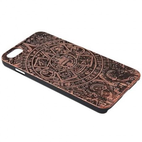 GOD TOTEM RELIEF WOOD STYLE FRAME BACK COVER CASE FOR IPHONE 6 PLUS / 6S PLUS (DEEP BROWN)