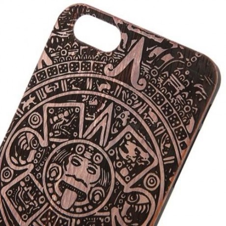 GOD TOTEM RELIEF WOOD STYLE FRAME BACK COVER CASE FOR IPHONE 6 PLUS / 6S PLUS (DEEP BROWN)