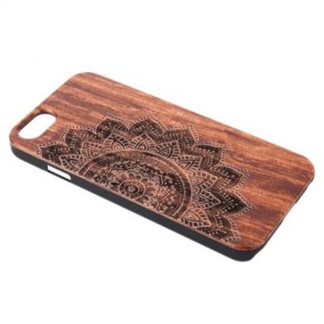 RETRO HALF FLOWER PATTERN EMBOSSMENT CARVING DESIGN WOOD BACK CASE COVER FOR IPHONE 6 / 6S