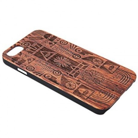 VINTAGE GEOMETRIC PATTERN EMBOSSMENT CARVING DESIGN WOOD BACK CASE COVER FOR IPHONE 6 / 6S