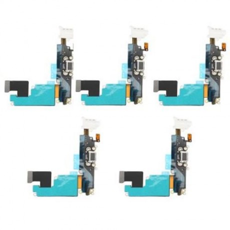 5PCS HEADPHONE AUDIO CHARGING DATA USB PORT FLEX CABLE REPAIR PARTS FOR IPHONE 6 PLUS (WHI