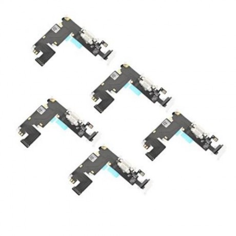 5PCS HEADPHONE AUDIO CHARGING DATA USB PORT FLEX CABLE REPAIR PARTS FOR IPHONE 6 PLUS (WHI