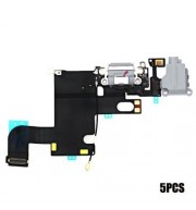 5PCS HEADPHONE AUDIO CHARGING DATA USB PORT FLEX CABLE REPAIR PARTS FOR IPHONE 6 (DEEP GRA
