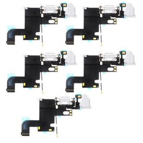 5PCS HEADPHONE AUDIO CHARGING DATA USB PORT FLEX CABLE REPAIR PARTS FOR IPHONE 6 (LIGHT GR