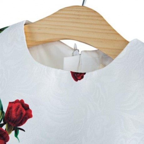 ELEGANT ROSE FLORAL PATTERN SLEEVELESS A-LINE PRINCESS DRESS FOR GIRLS (WHITE)