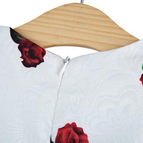 ELEGANT ROSE FLORAL PATTERN SLEEVELESS A-LINE PRINCESS DRESS FOR GIRLS (WHITE)