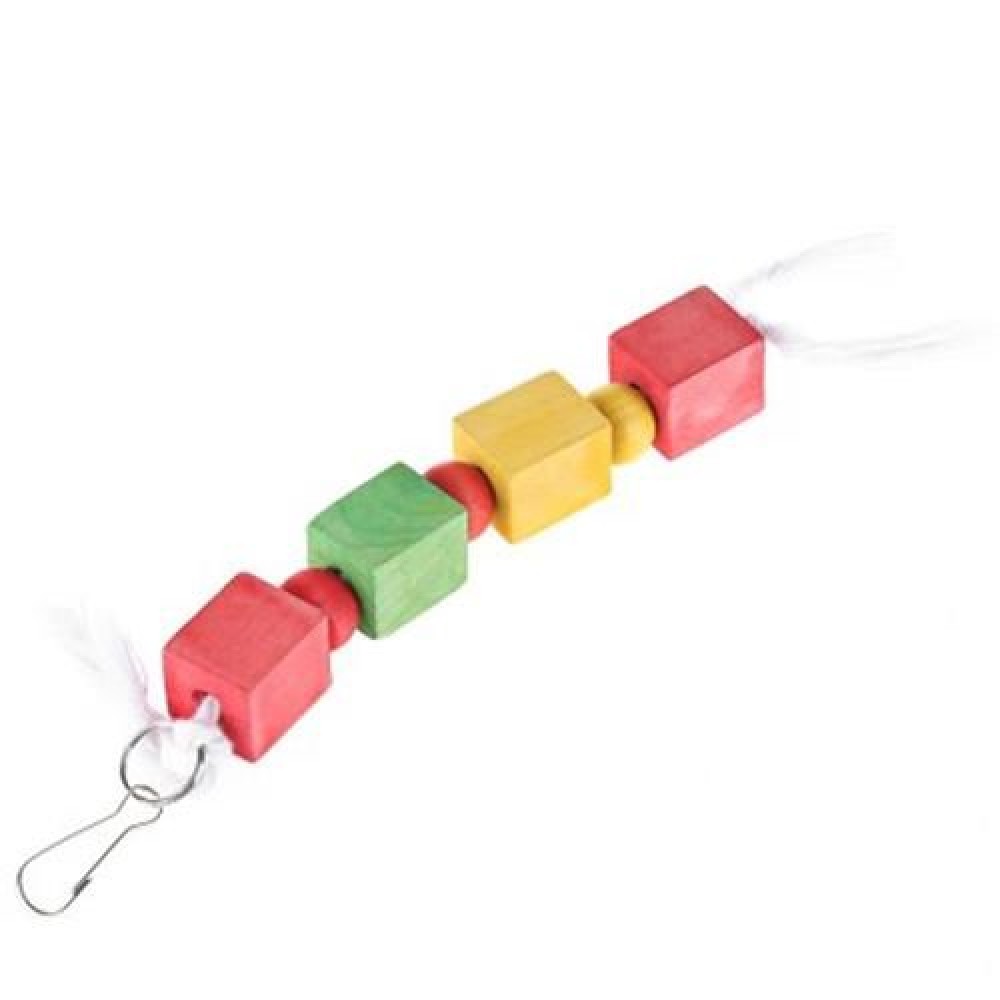 MULTI-COLOR PARROT PET BIRD CHEWING BITING CLIMBING CUBIC WOODEN TOY CAGE HANGING BLOCKS (