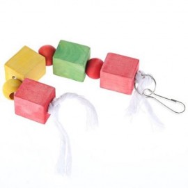 MULTI-COLOR PARROT PET BIRD CHEWING BITING CLIMBING CUBIC WOODEN TOY CAGE HANGING BLOCKS (