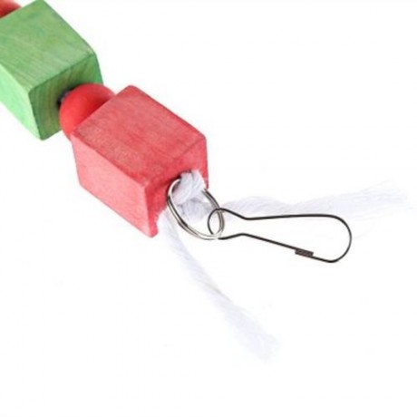 MULTI-COLOR PARROT PET BIRD CHEWING BITING CLIMBING CUBIC WOODEN TOY CAGE HANGING BLOCKS (