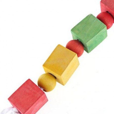 MULTI-COLOR PARROT PET BIRD CHEWING BITING CLIMBING CUBIC WOODEN TOY CAGE HANGING BLOCKS (