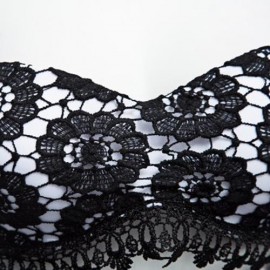 SEXY STRAPLESS FLORAL LOW WAIST PRINTED LACE-UP BIKINI SET FOR WOMEN (BLACK)