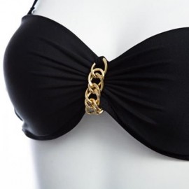 SEXY STRAPLESS PADDED PUSH UP BRA LOW WAIST PRINTED FRINGED BRIEFS BIKINI SET FOR WOMEN (B