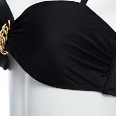 SEXY STRAPLESS PADDED PUSH UP BRA LOW WAIST PRINTED FRINGED BRIEFS BIKINI SET FOR WOMEN (B