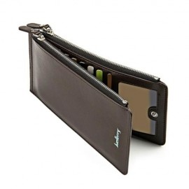 BAELLERRY UNISEX DOUBLE ZIPPER HORIZONTAL THIN WALLET (COFFEE)