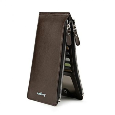 BAELLERRY UNISEX DOUBLE ZIPPER HORIZONTAL THIN WALLET (COFFEE)
