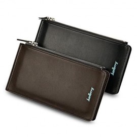 BAELLERRY UNISEX DOUBLE ZIPPER HORIZONTAL THIN WALLET (BLACK)