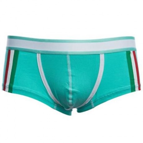 SIMPLE ELASTIC WAIST COLOR STRIPED COTTON BLEND BOXERS FOR MAN (AZURE)