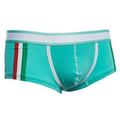 SIMPLE ELASTIC WAIST COLOR STRIPED COTTON BLEND BOXERS FOR MAN (AZURE)
