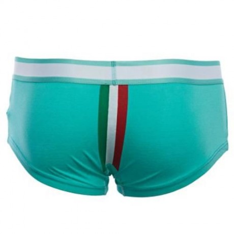 SIMPLE ELASTIC WAIST COLOR STRIPED COTTON BLEND BOXERS FOR MAN (AZURE)