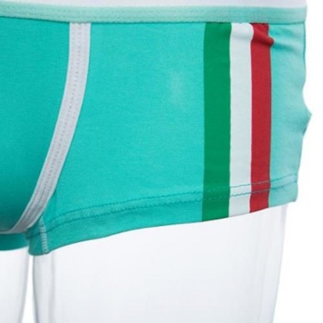 SIMPLE ELASTIC WAIST COLOR STRIPED COTTON BLEND BOXERS FOR MAN (AZURE)