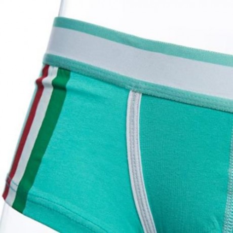 SIMPLE ELASTIC WAIST COLOR STRIPED COTTON BLEND BOXERS FOR MAN (AZURE)