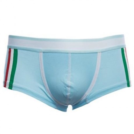 SIMPLE ELASTIC WAIST COLOR STRIPED COTTON BLEND BOXERS FOR MAN (ICE BLUE)