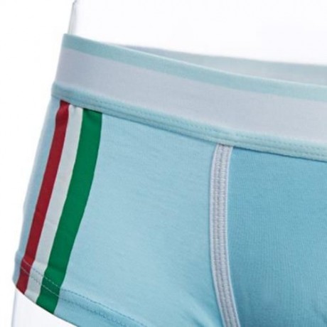 SIMPLE ELASTIC WAIST COLOR STRIPED COTTON BLEND BOXERS FOR MAN (ICE BLUE)