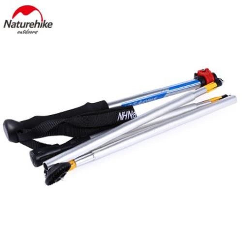 NATUREHIKE 5 JOINT ULTRALIGHT FOLDING ALPENSTOCKS POLE CLIMBING STICK (SILVER AND BLACK AN