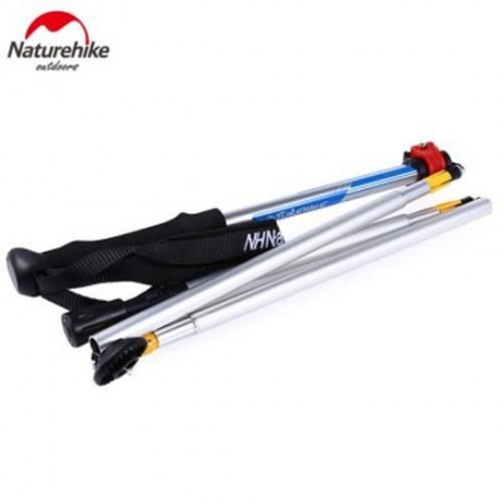 NATUREHIKE 5 JOINT ULTRALIGHT FOLDING ALPENSTOCKS POLE CLIMBING STICK (SILVER AND BLACK AN