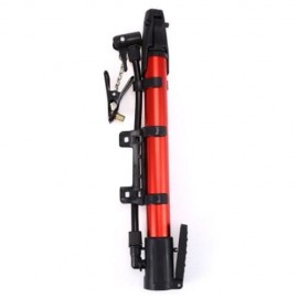 PORTABLE ALUMINUM BICYCLE BALL TIRE HAND AIR PUMP HIGH PRESSURE INFLATOR (RED)